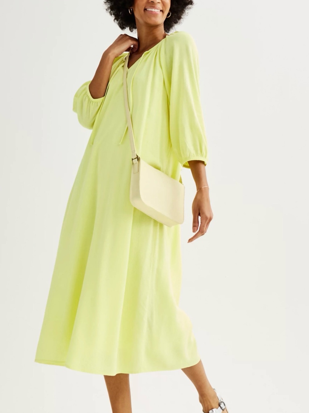 Women's Sonoma Goods For Life® Linen-Blend Midi Dress Butter Yellow Size S
